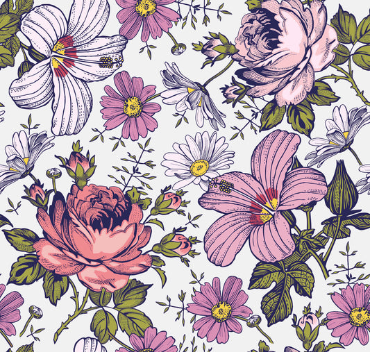 REST 1,5m Garden Flowers lilac - Jersey
