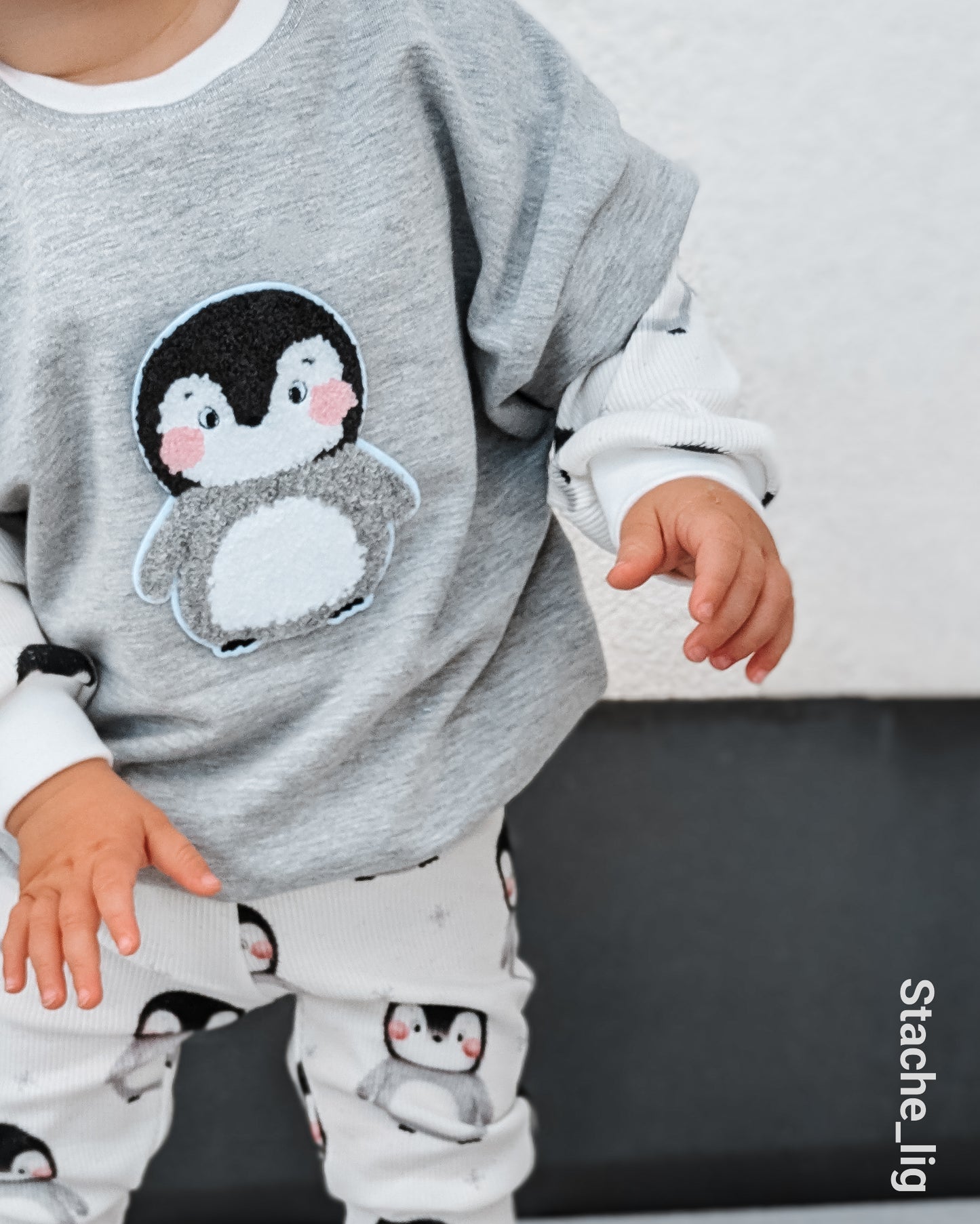 Pinguin & Schneeflocken- Rib Jersey