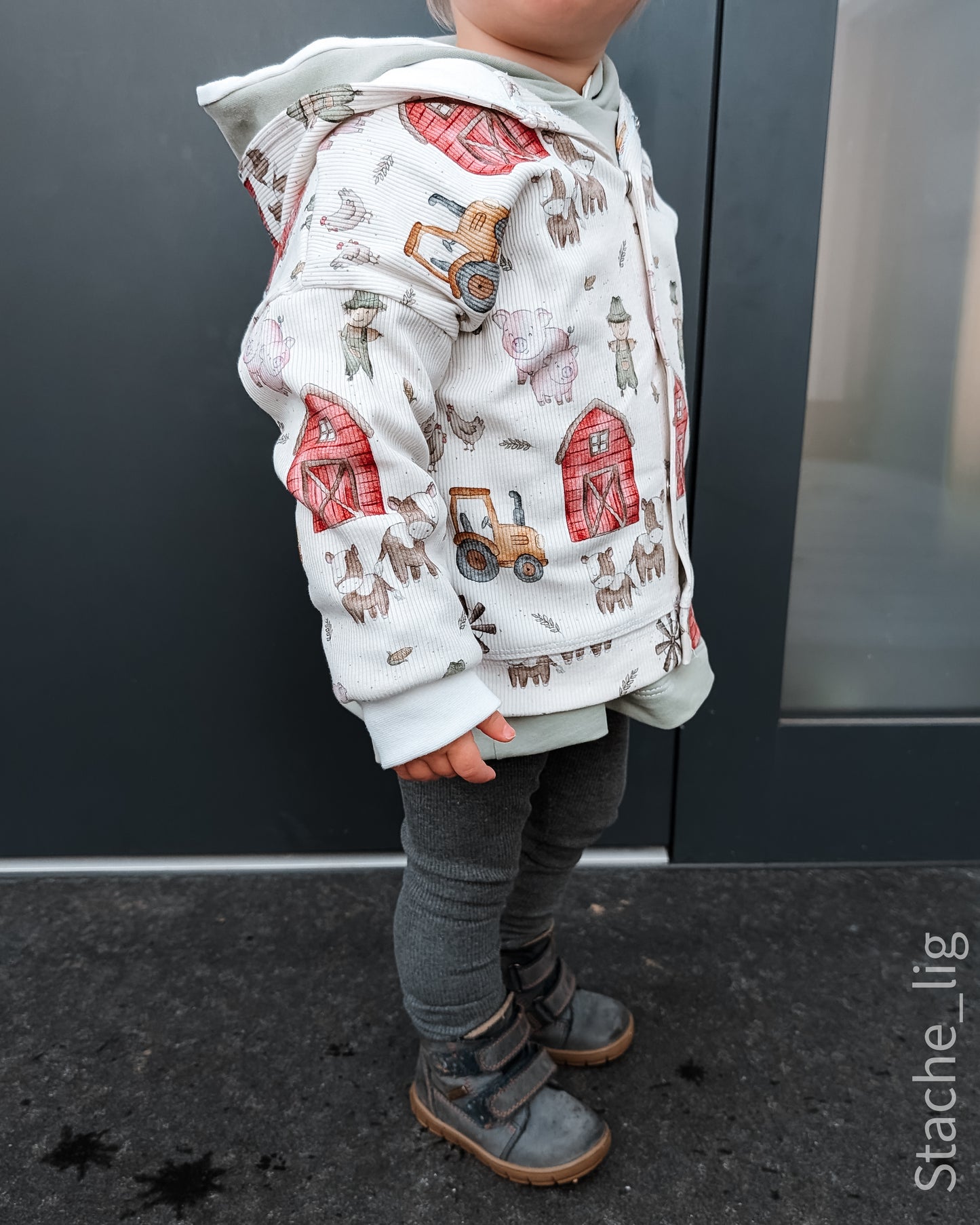 Auf dem Bauernhof mit Tieren & Traktor - Rib Jersey