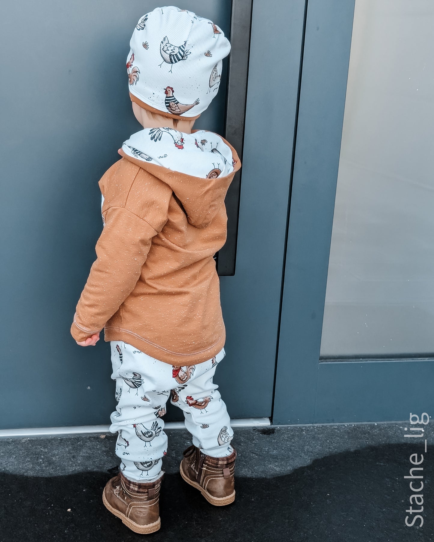 Hühner Treff offwhite - Rib Jersey