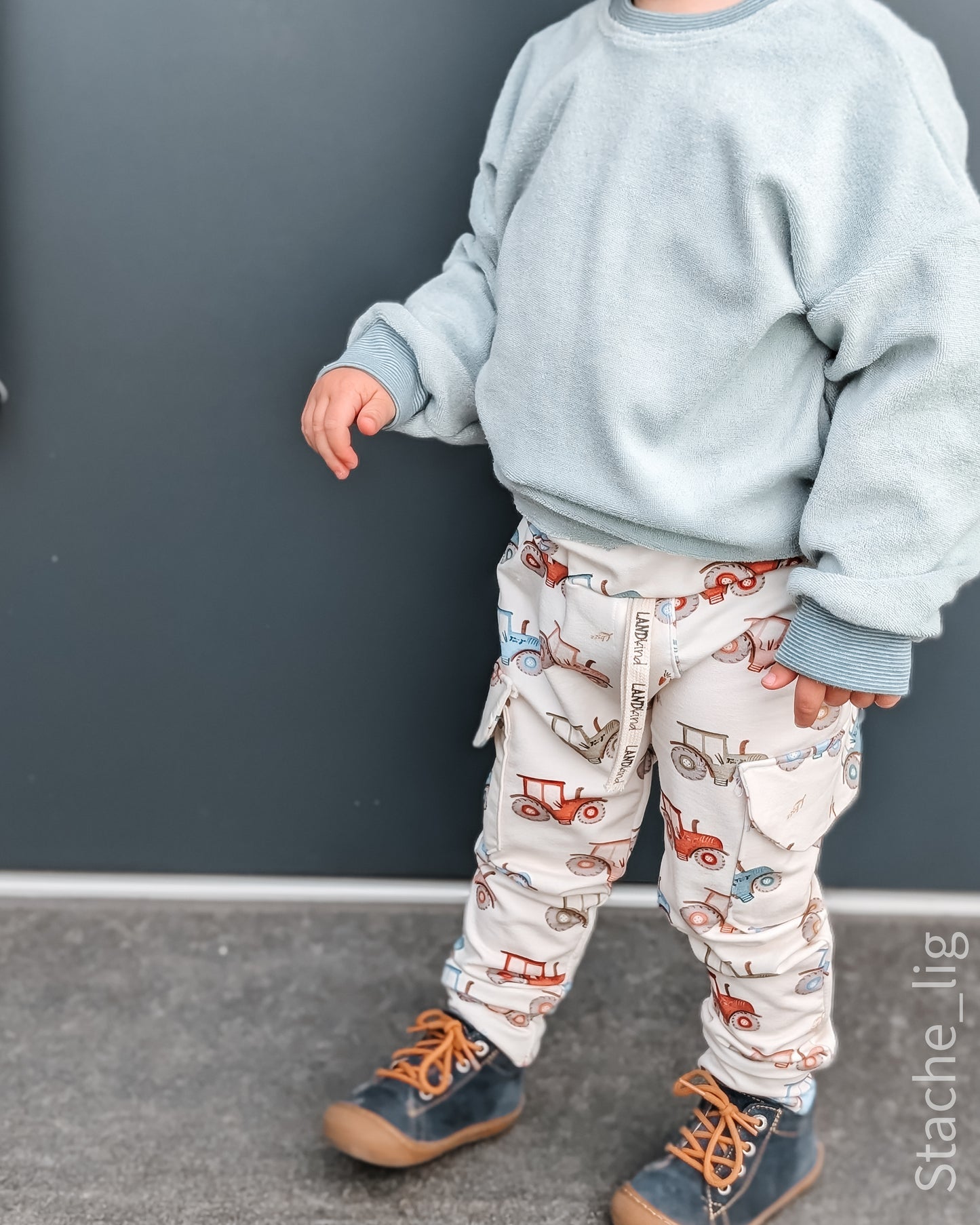 Bunte Traktoren creme - French Terry