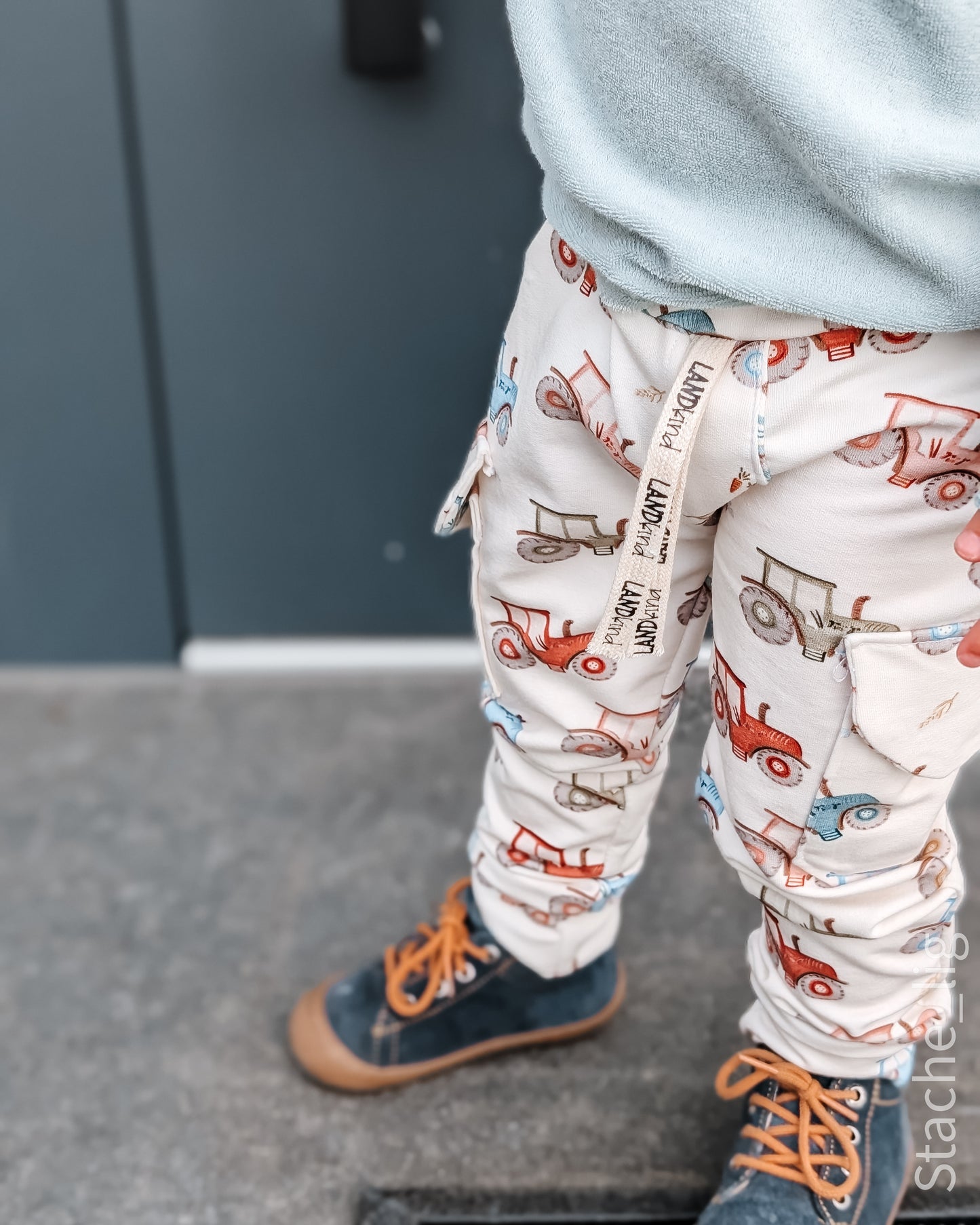 Bunte Traktoren creme - French Terry