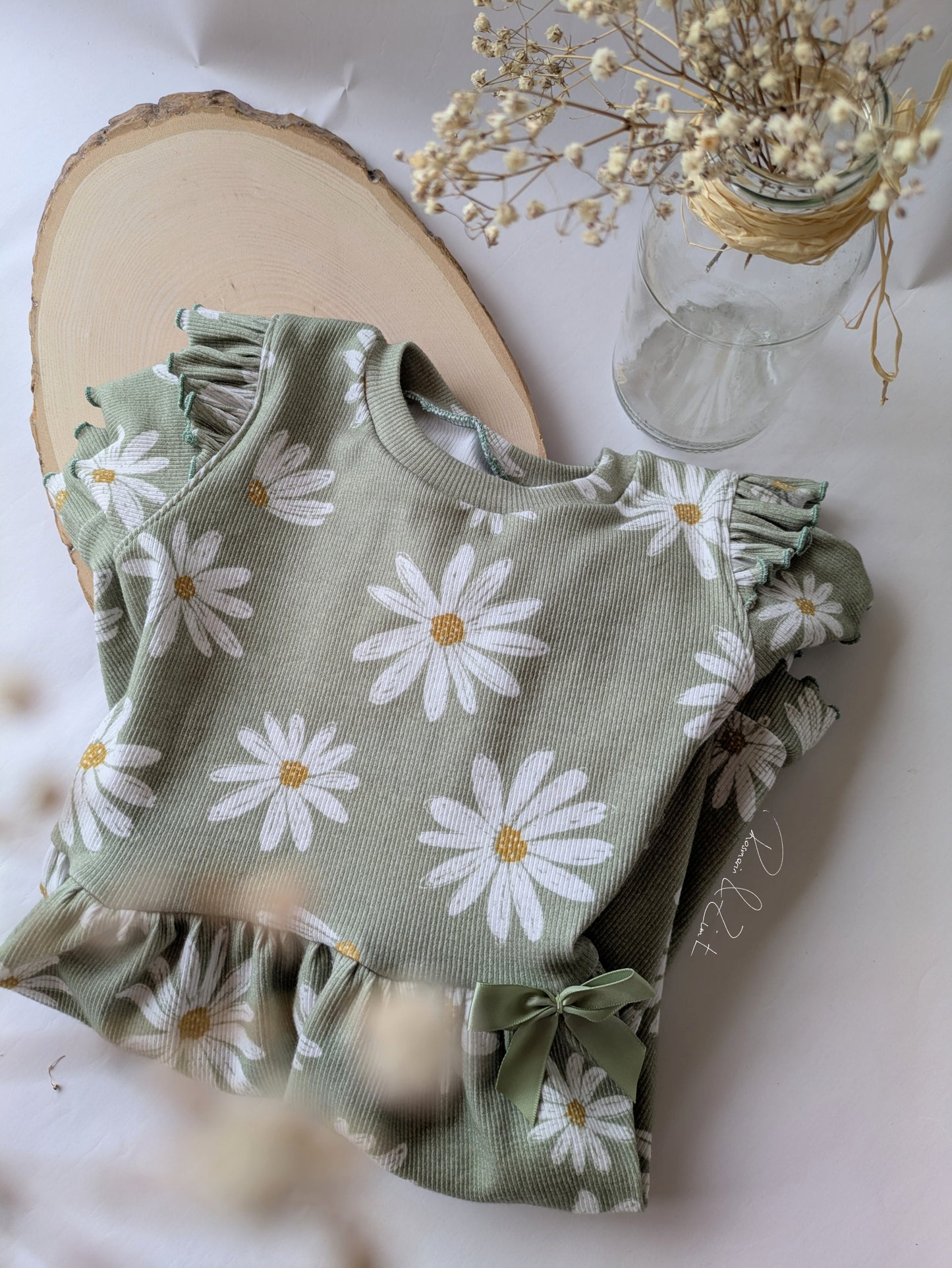 Daisy green - Bio Rib Jersey