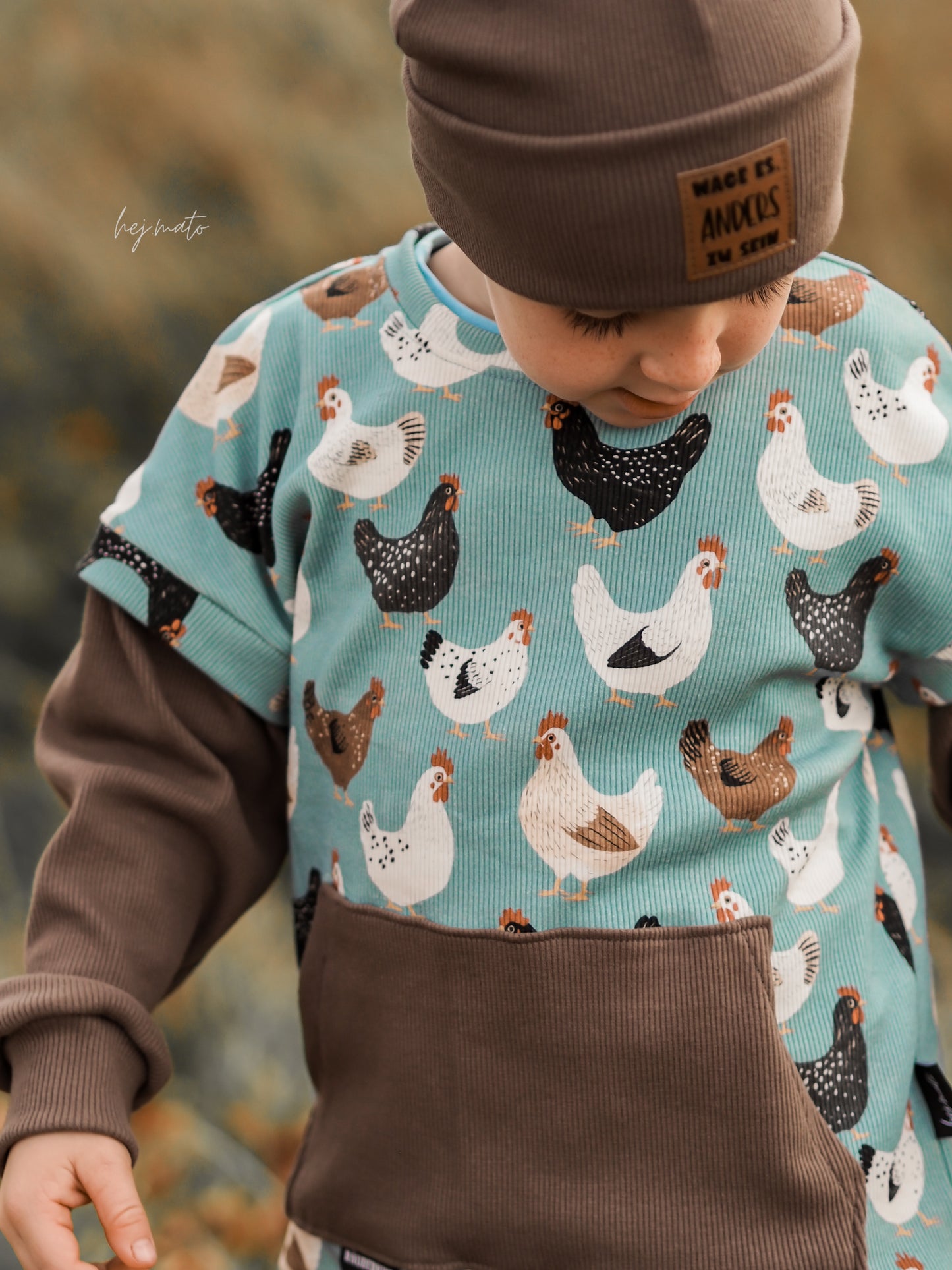 Hühner Treff blue  - Rib Jersey