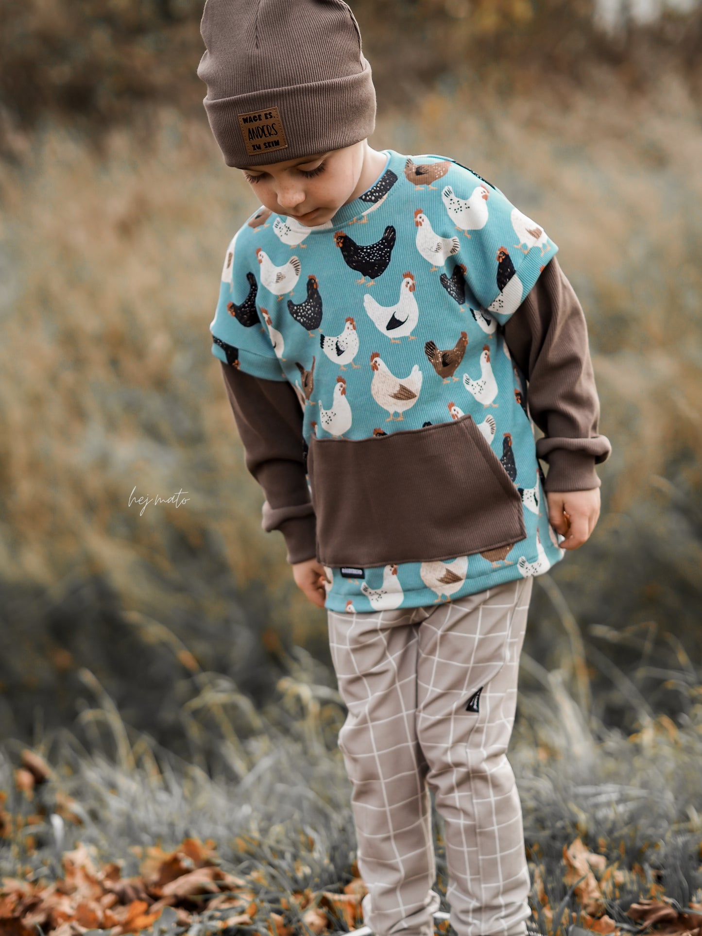 Hühner Treff blue  - Rib Jersey