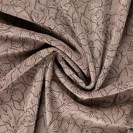 Washed Corduroy - Flowers taupe