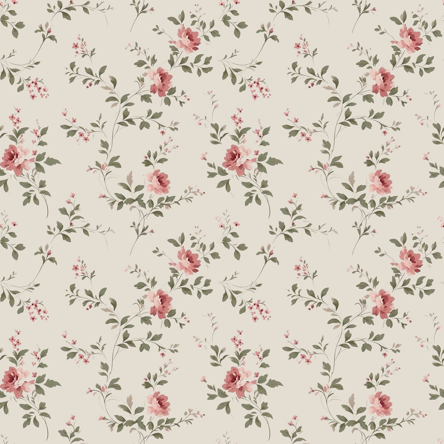 Botanical Roses - Rib Jersey