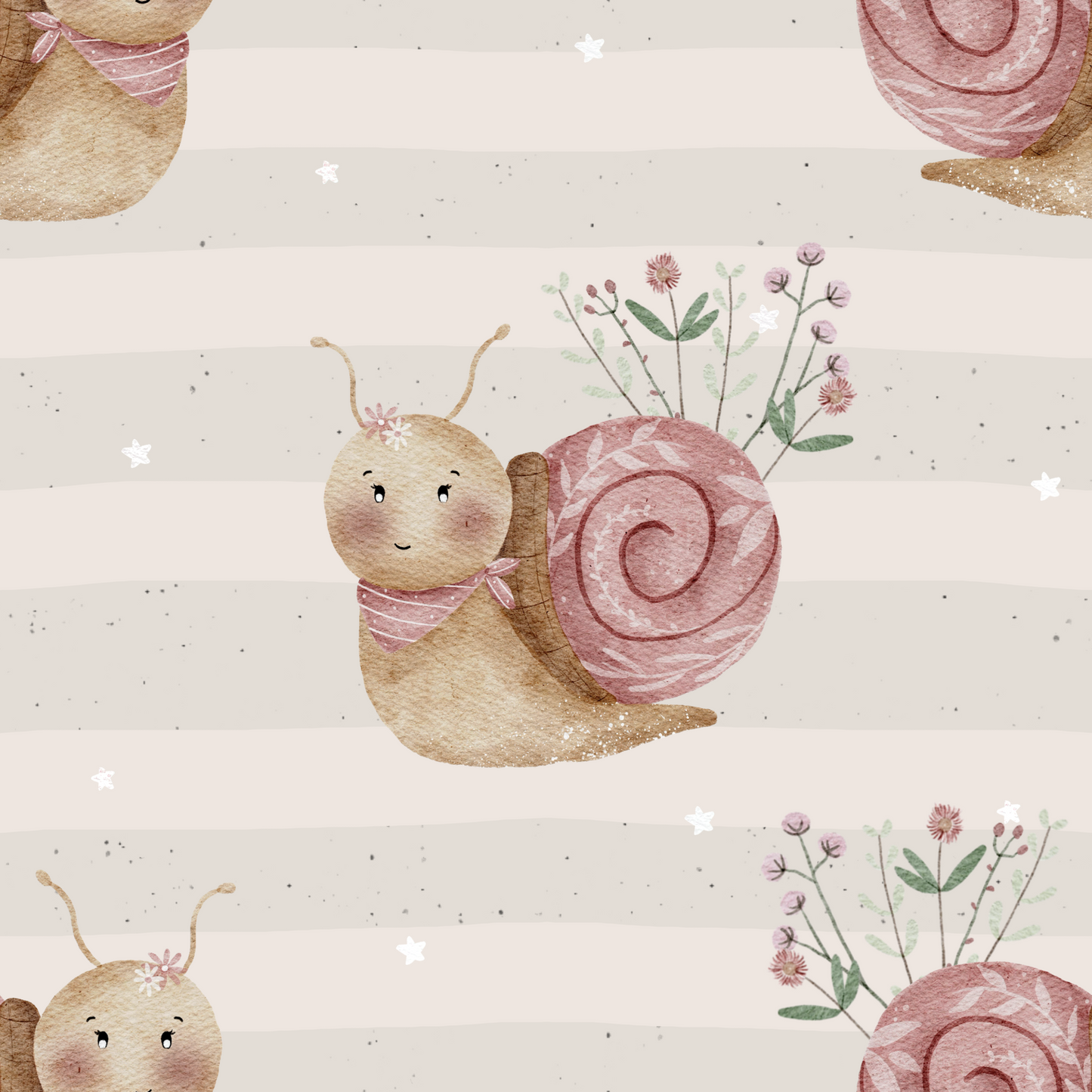 Schnecke mit Blümchen - French Terry