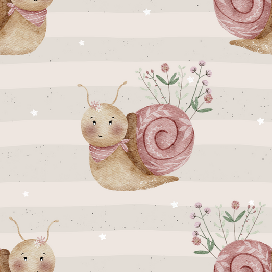 Schnecke mit Blümchen - French Terry