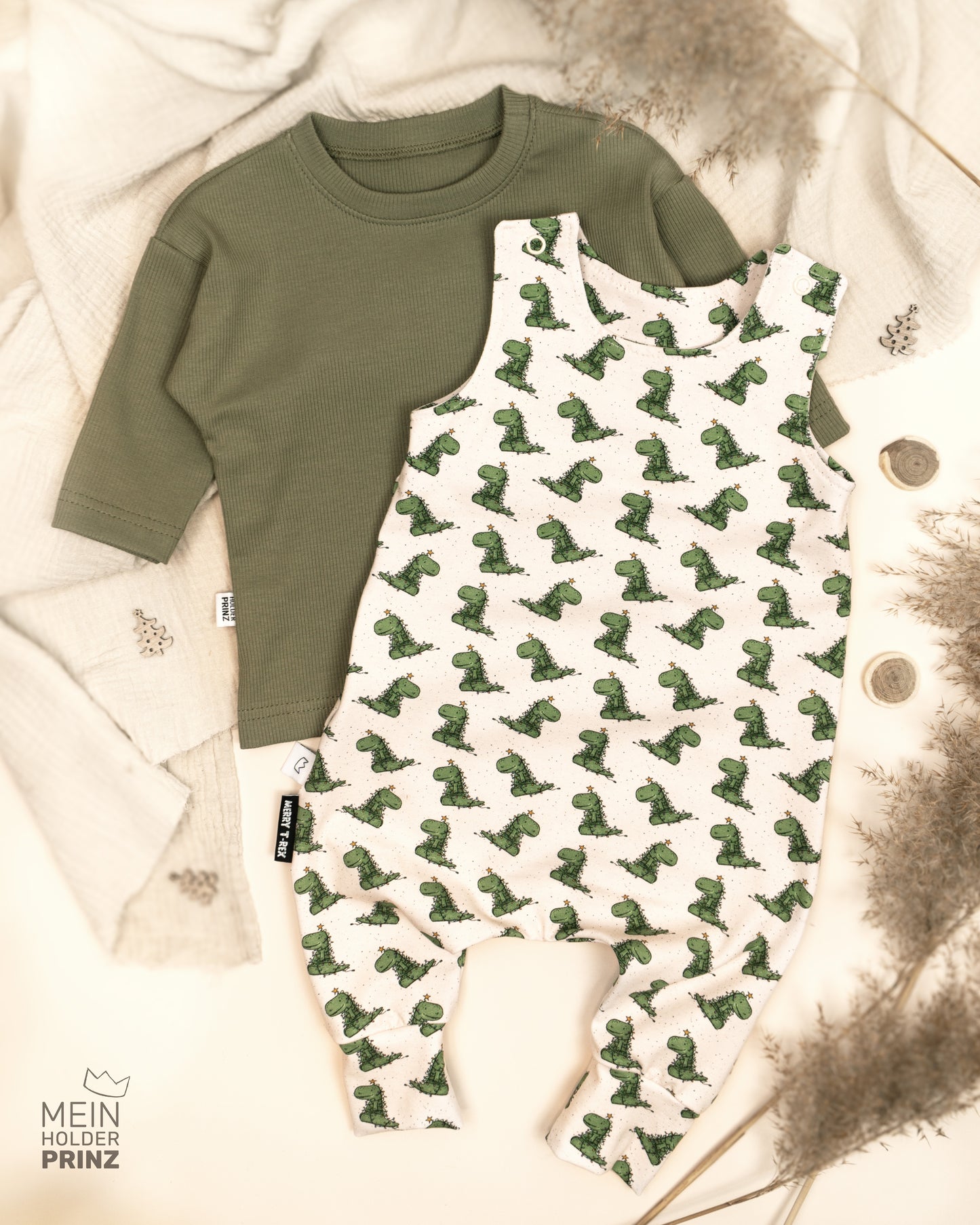 Strampler Christmas T-Rex Set Gr. 68 - Baby Kleidung