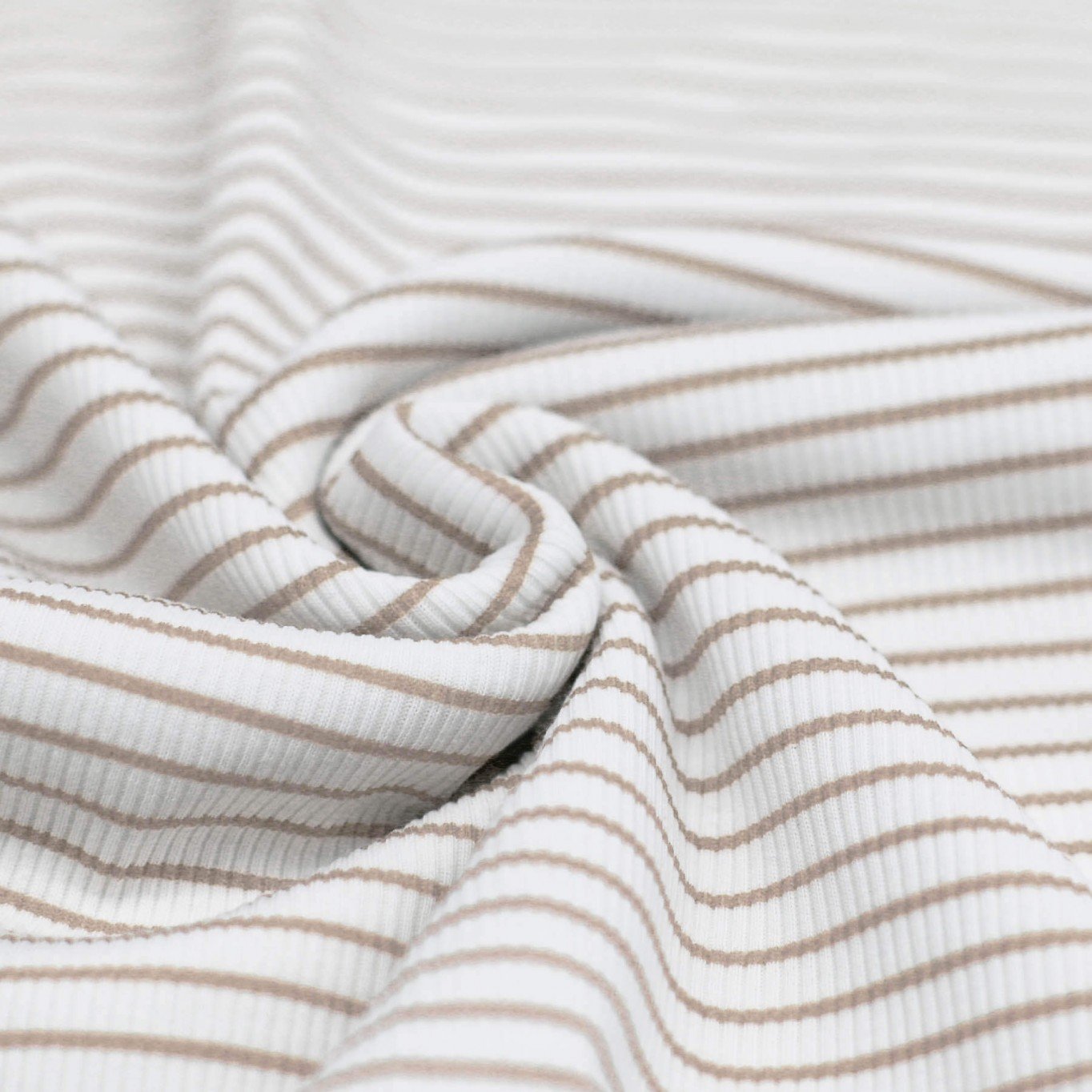 Rib Jersey gestreift weiß/hellbeige