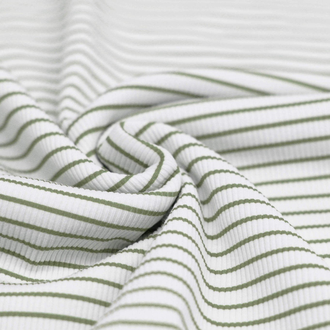 Rib Jersey gestreift weiß/olive