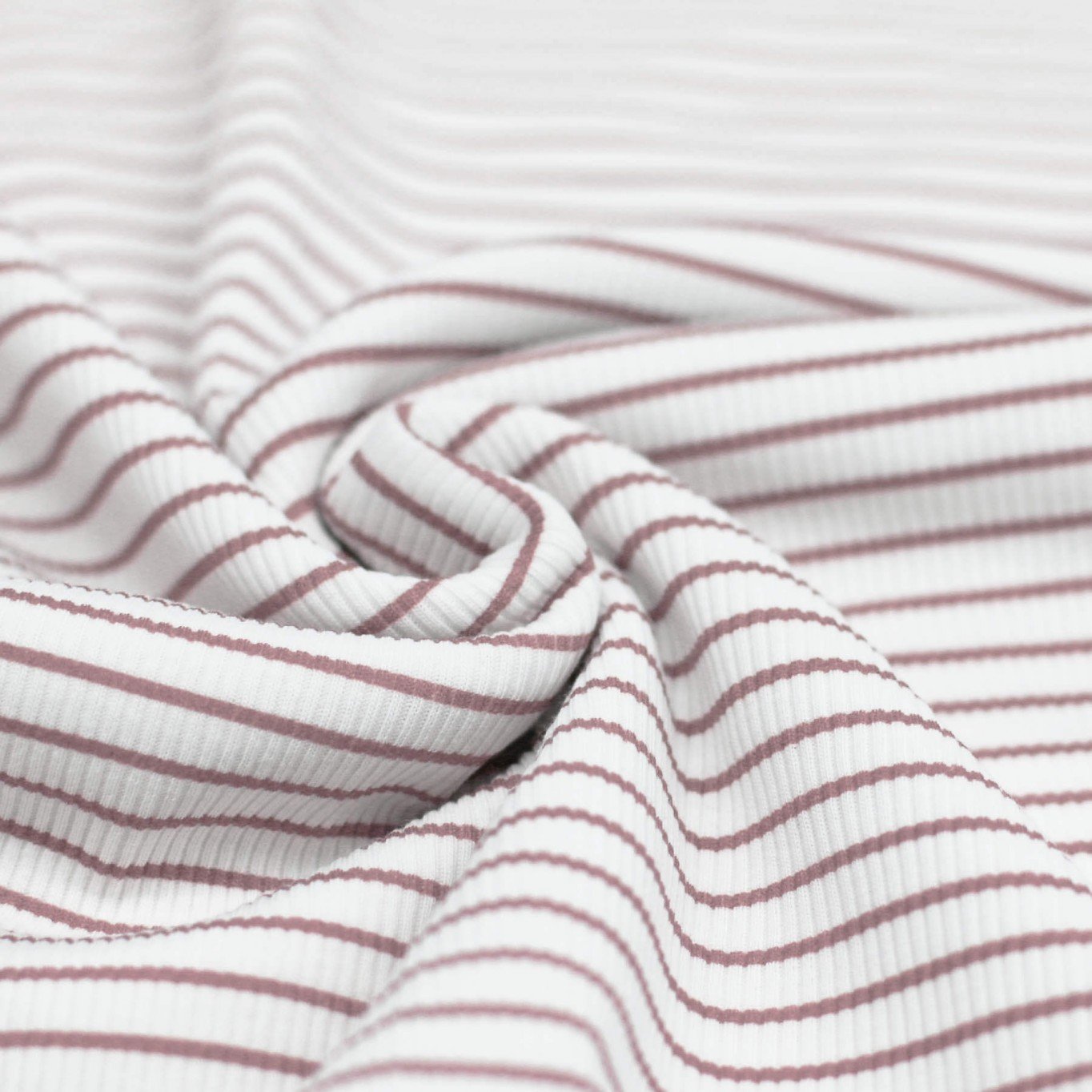 Rib Jersey gestreift weiß/altrosa