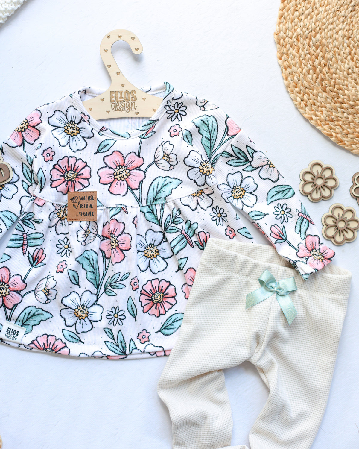 Big LOVE Flowers cream - Rib Jersey