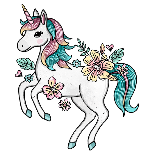 Blooming Unicorn- Bügelbild