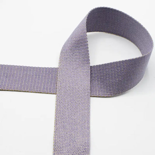 Gurtband dusty lilac - Gold Metal Fiber - 40mm