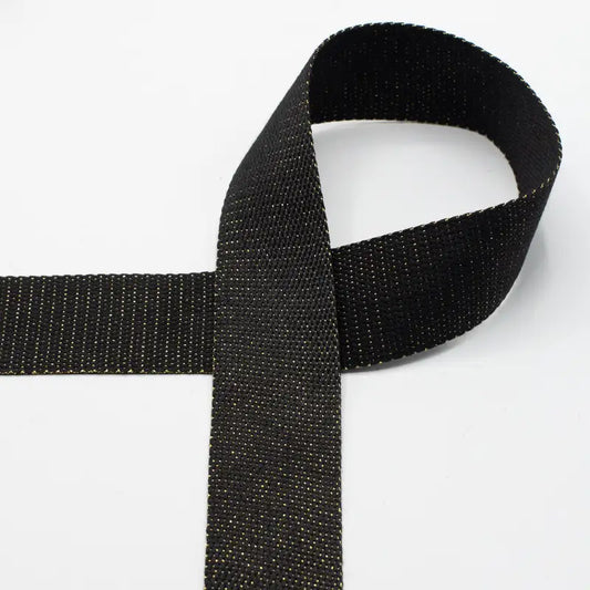 Gurtband black - Gold Metal Fiber - 40mm