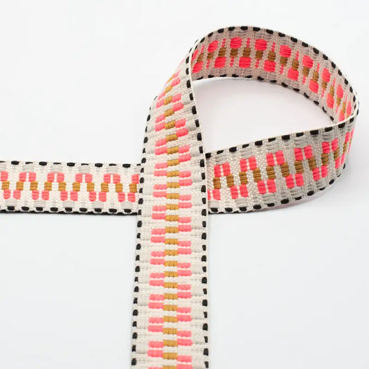 Gurtband multicolor creme/peach - 40mm