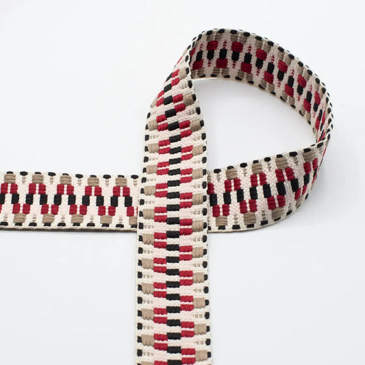 Gurtband multicolor beige/rot - 40mm