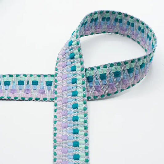 Gurtband multicolor lila / türkis - 40mm