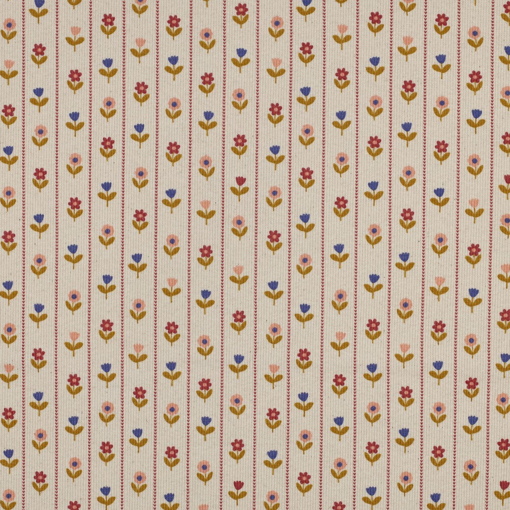 Bunte Blumen natural - Rib Jersey