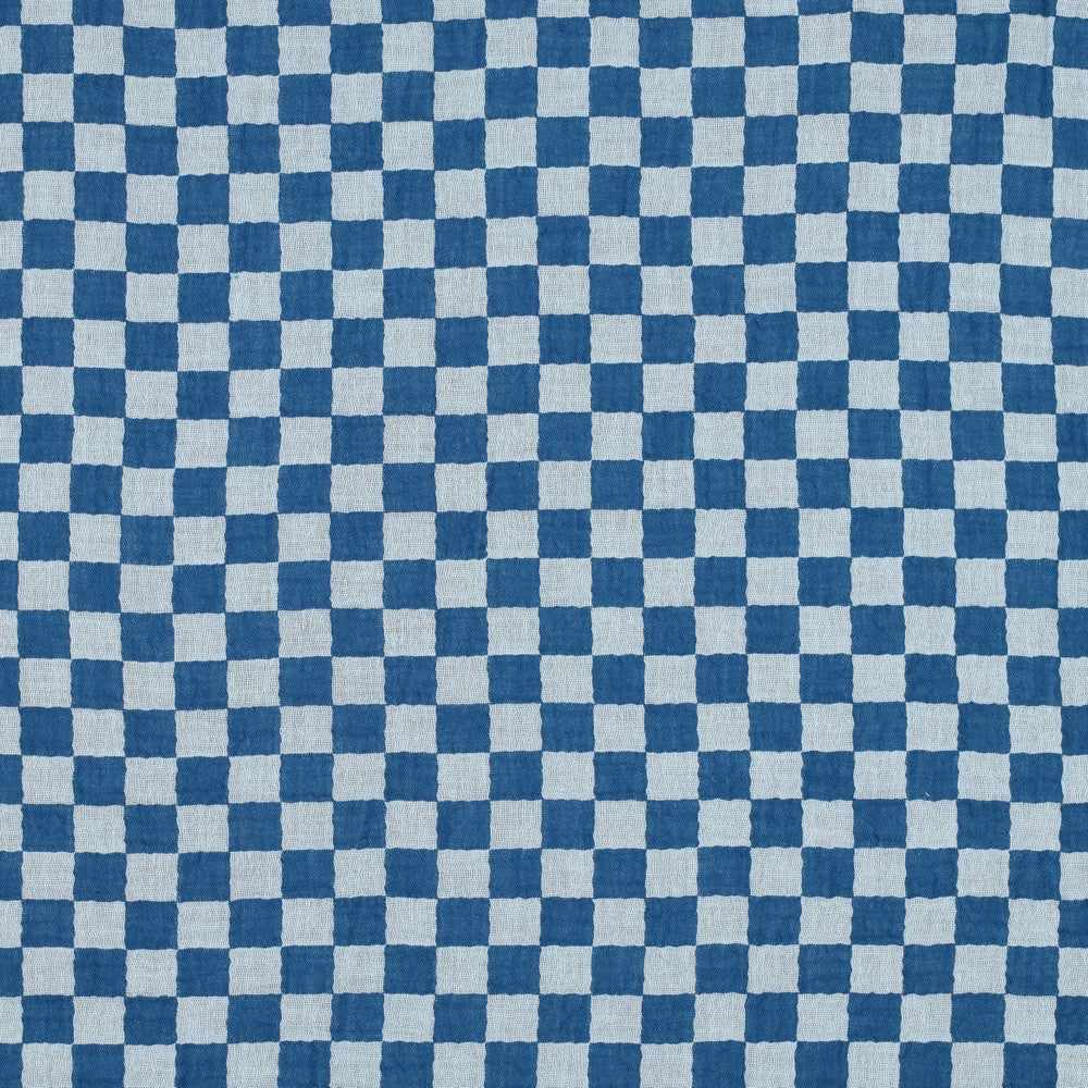 Musselin double side check blau
