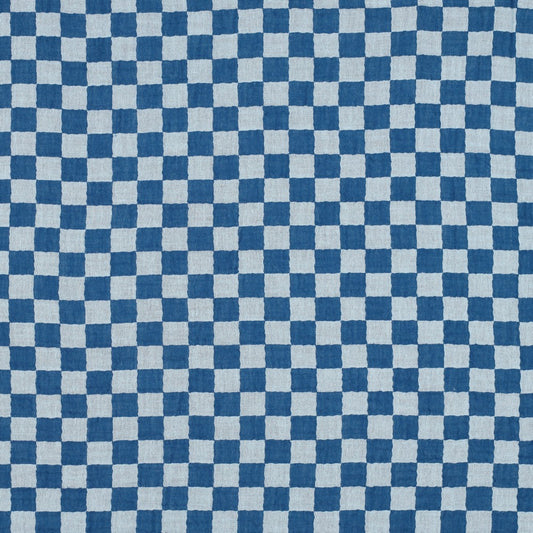 Musselin double side check blau