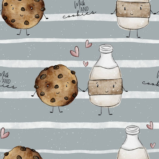 Milk & Cookies on Stripes - French Terry