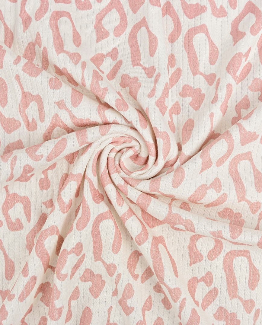 Leo print rosa - Breit Rib Jersey