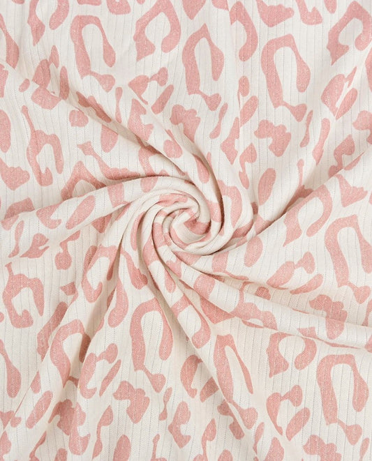 Leo print rosa - Breit Rib Jersey