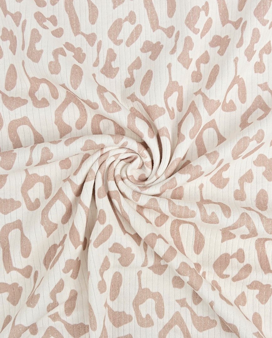 Leo print beige - Breit Rib Jersey