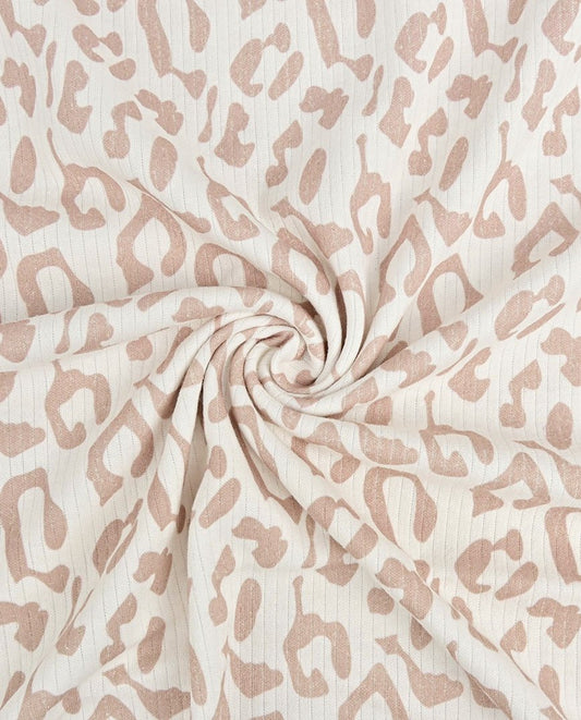 Leo print beige - Breit Rib Jersey