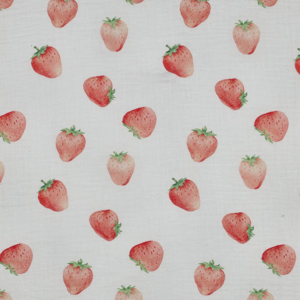 Rest 1,39m Musselin Strawberries watercolor