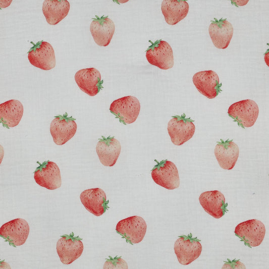 Rest 1,39m Musselin Strawberries watercolor