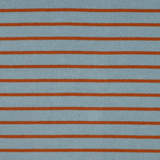 Stretch Frottee - blau/braun gestreift