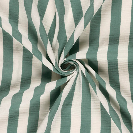 Musselin green/white stripes