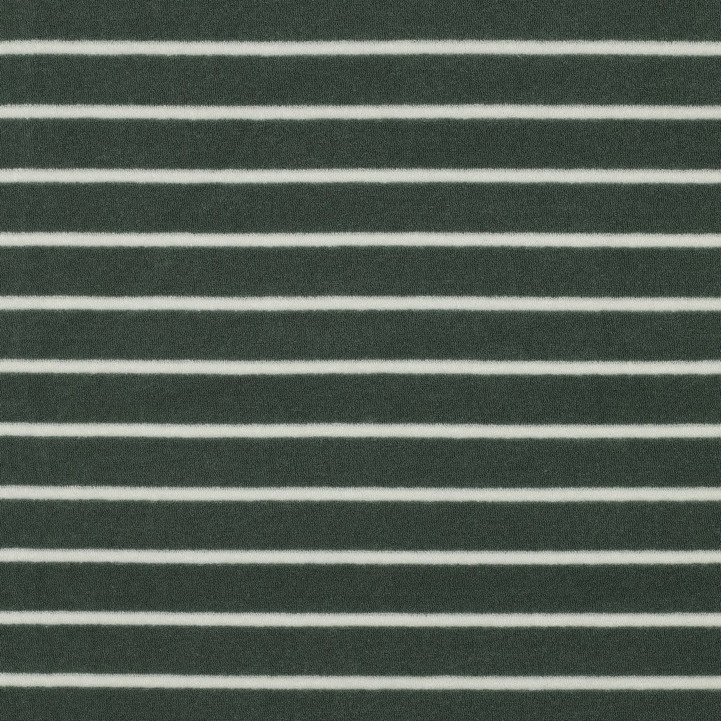 Stretch Frottee - sage/ecru gestreift