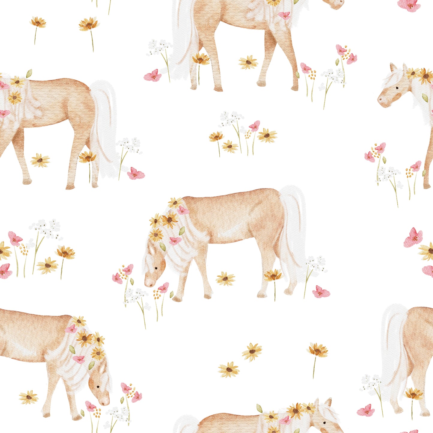 Haflinger Pferd auf der Blumenwiese offwhite - Rib Jersey