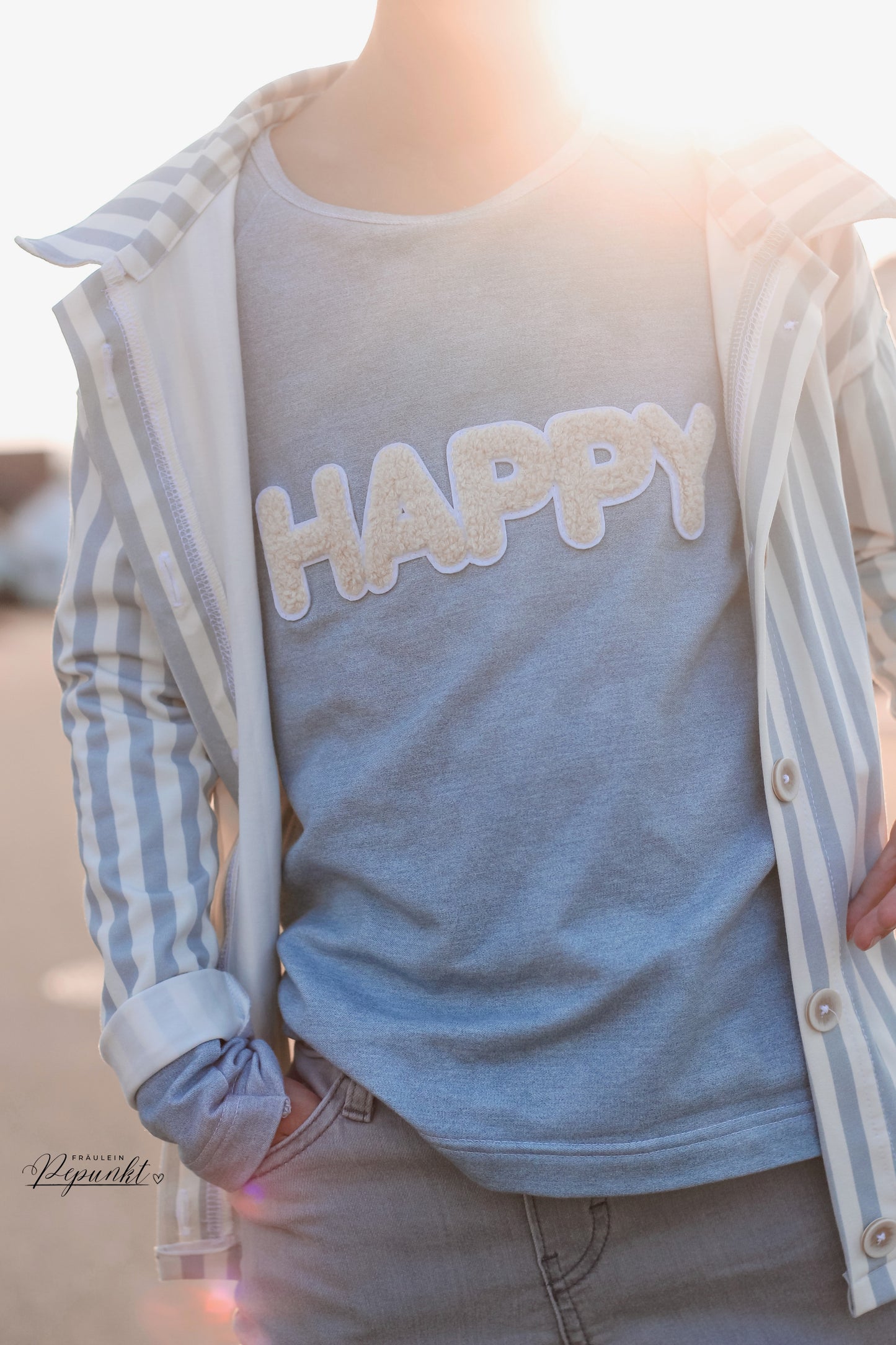 HAPPY cream - Chenille Patch