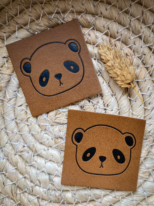 Panda Kopf - Kunstleder Label