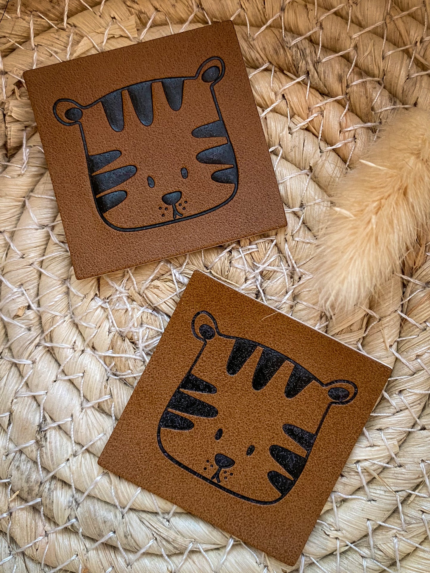 Tiger Kopf - Kunstleder Label