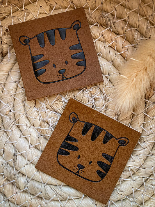 Tiger Kopf - Kunstleder Label