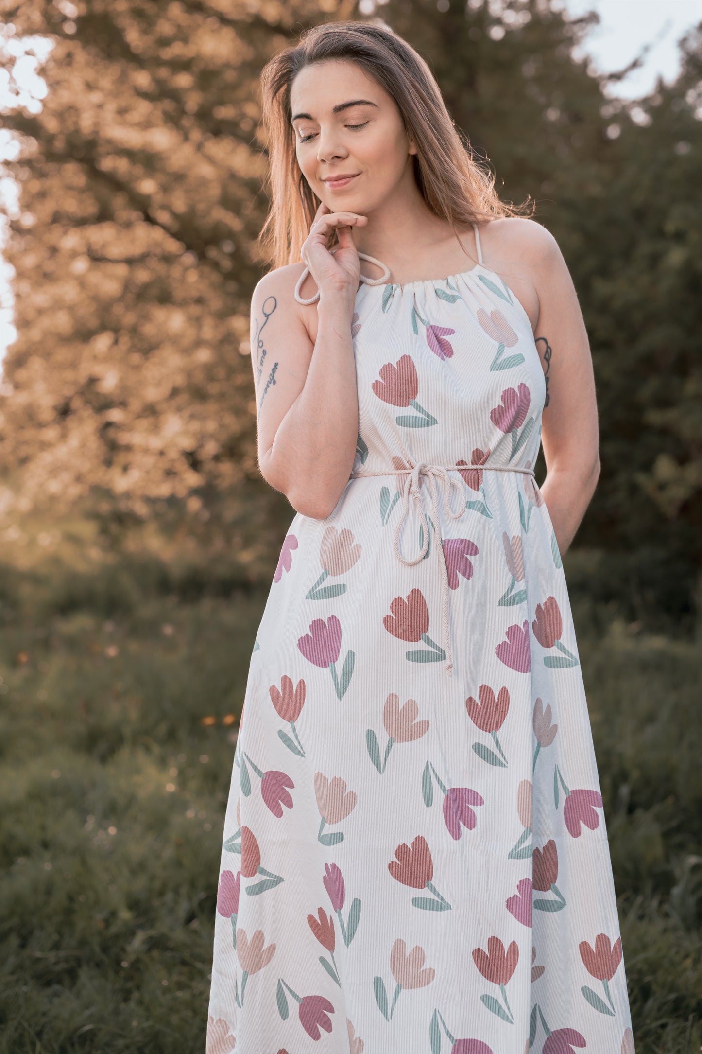 Big Tulips cream - Rib Jersey