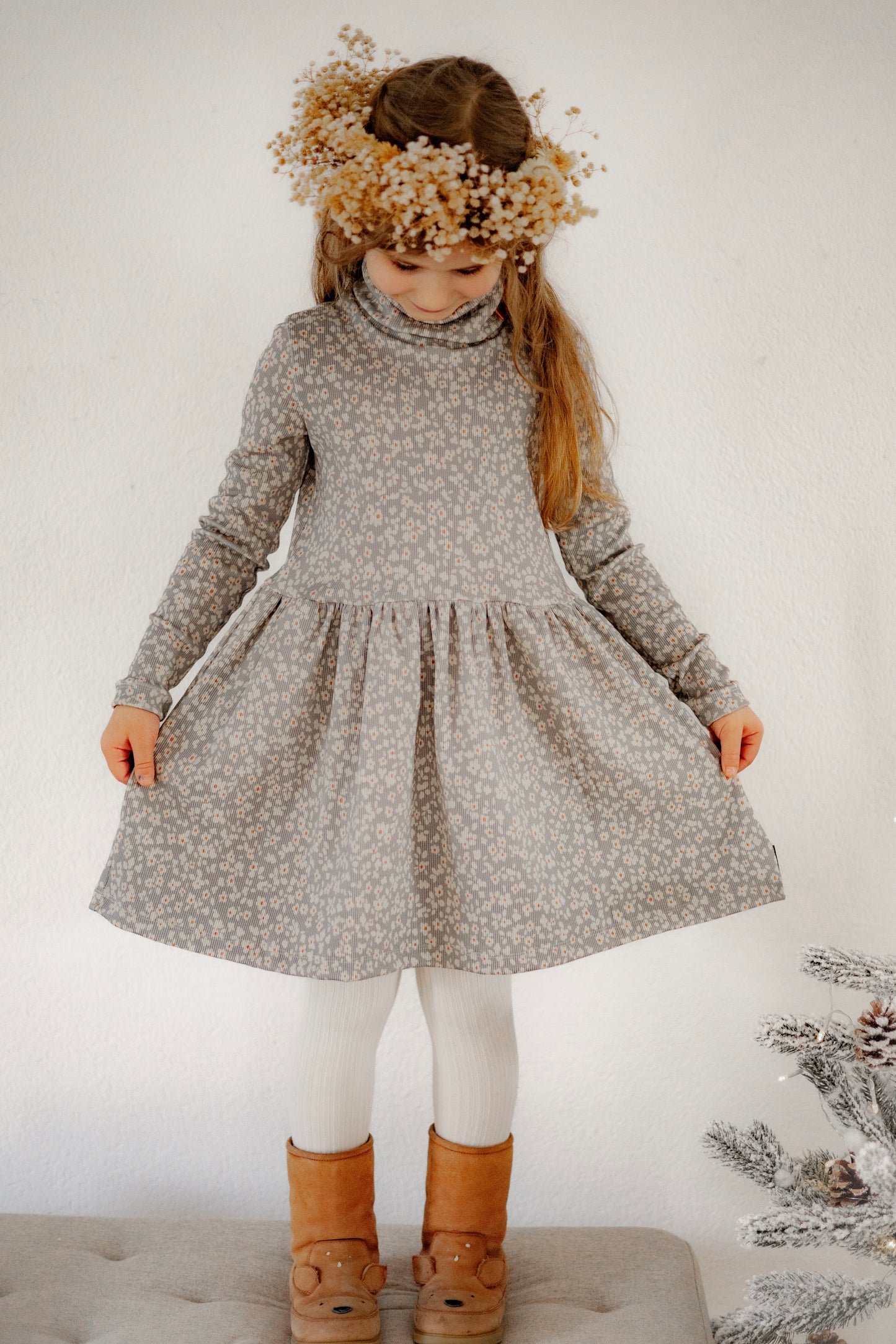 Streublümchen dusty blue - Rib Jersey