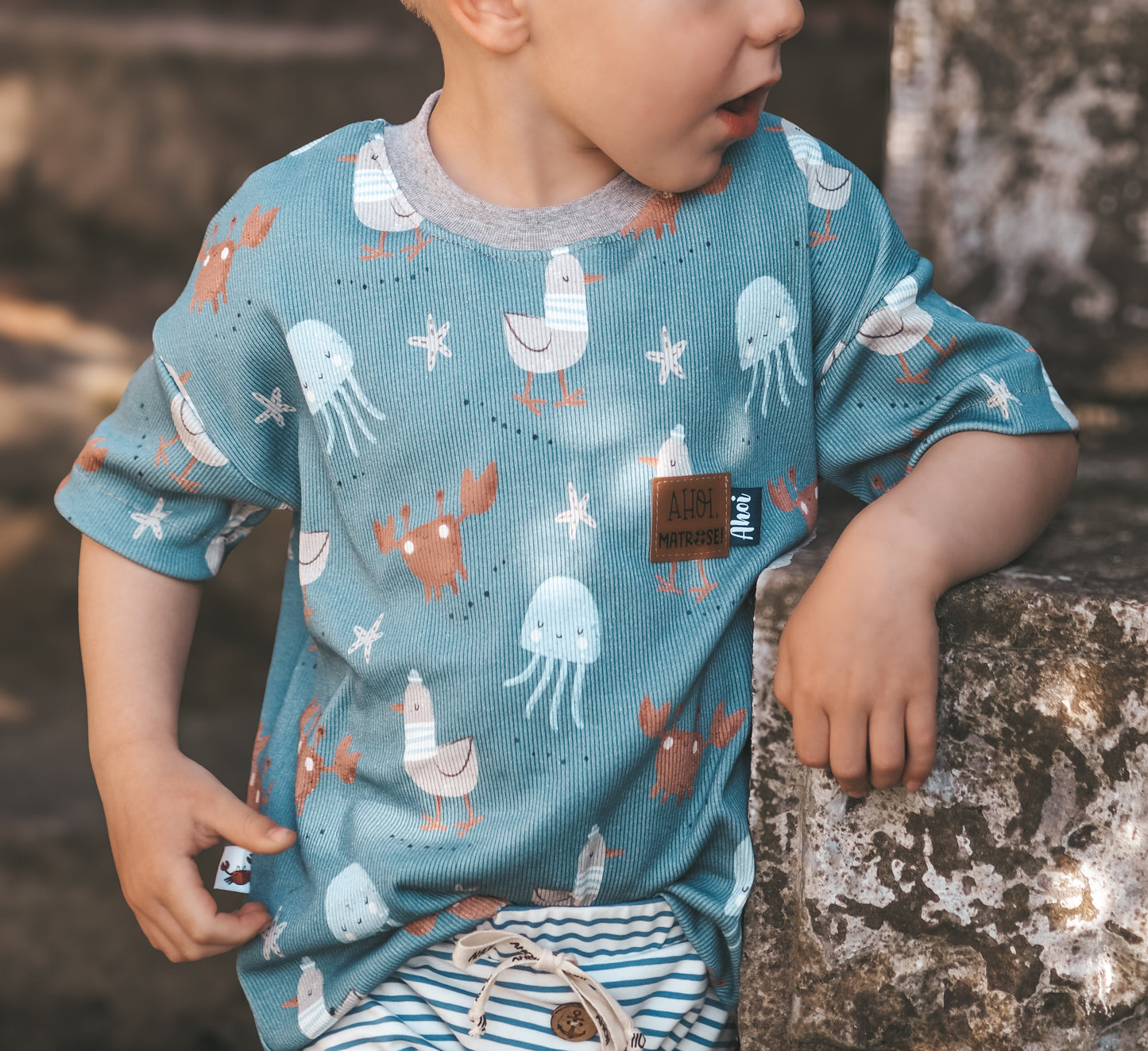 Marine Seagull & Crab - Rib Jersey
