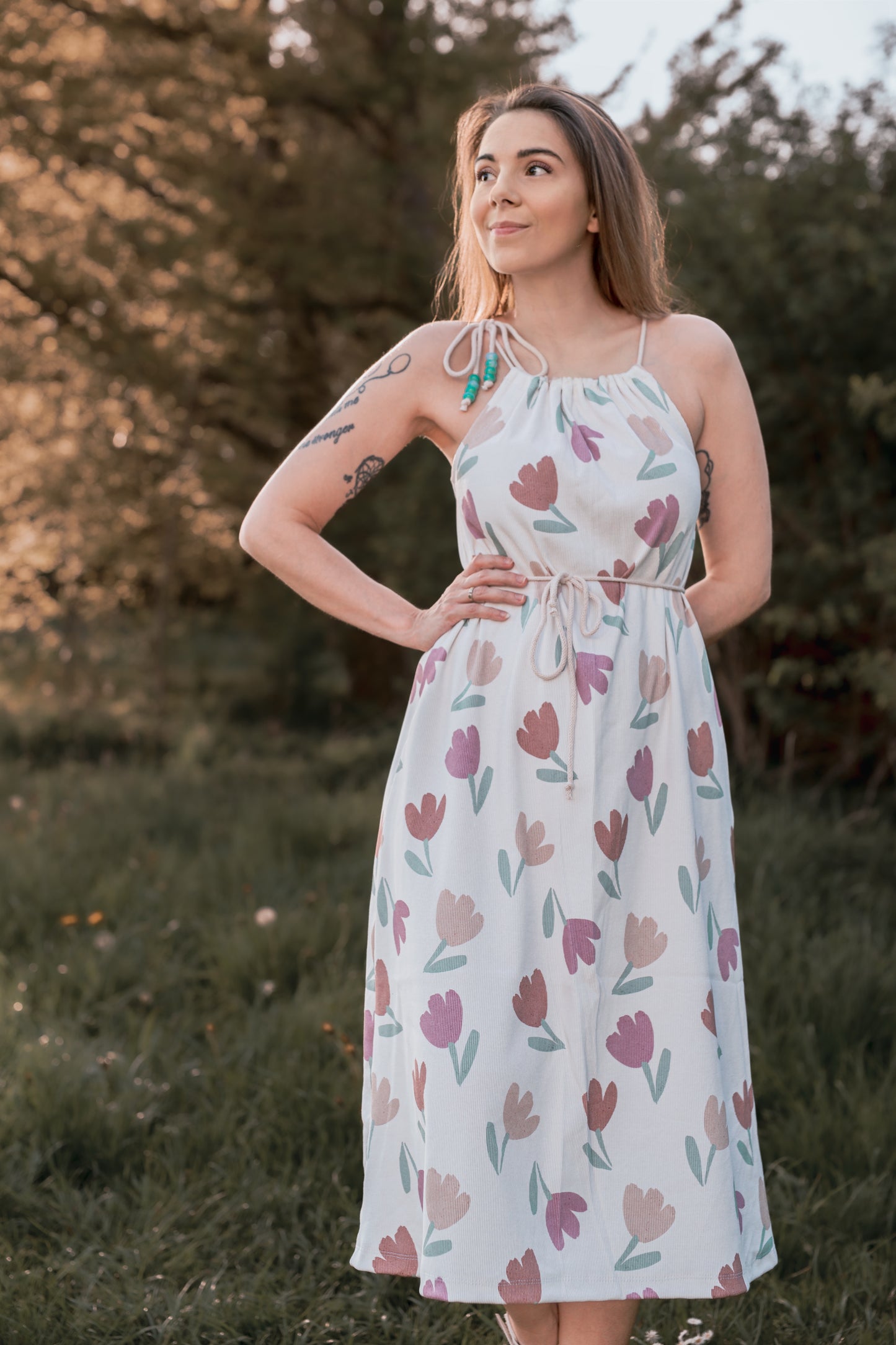 Big Tulips cream - Rib Jersey