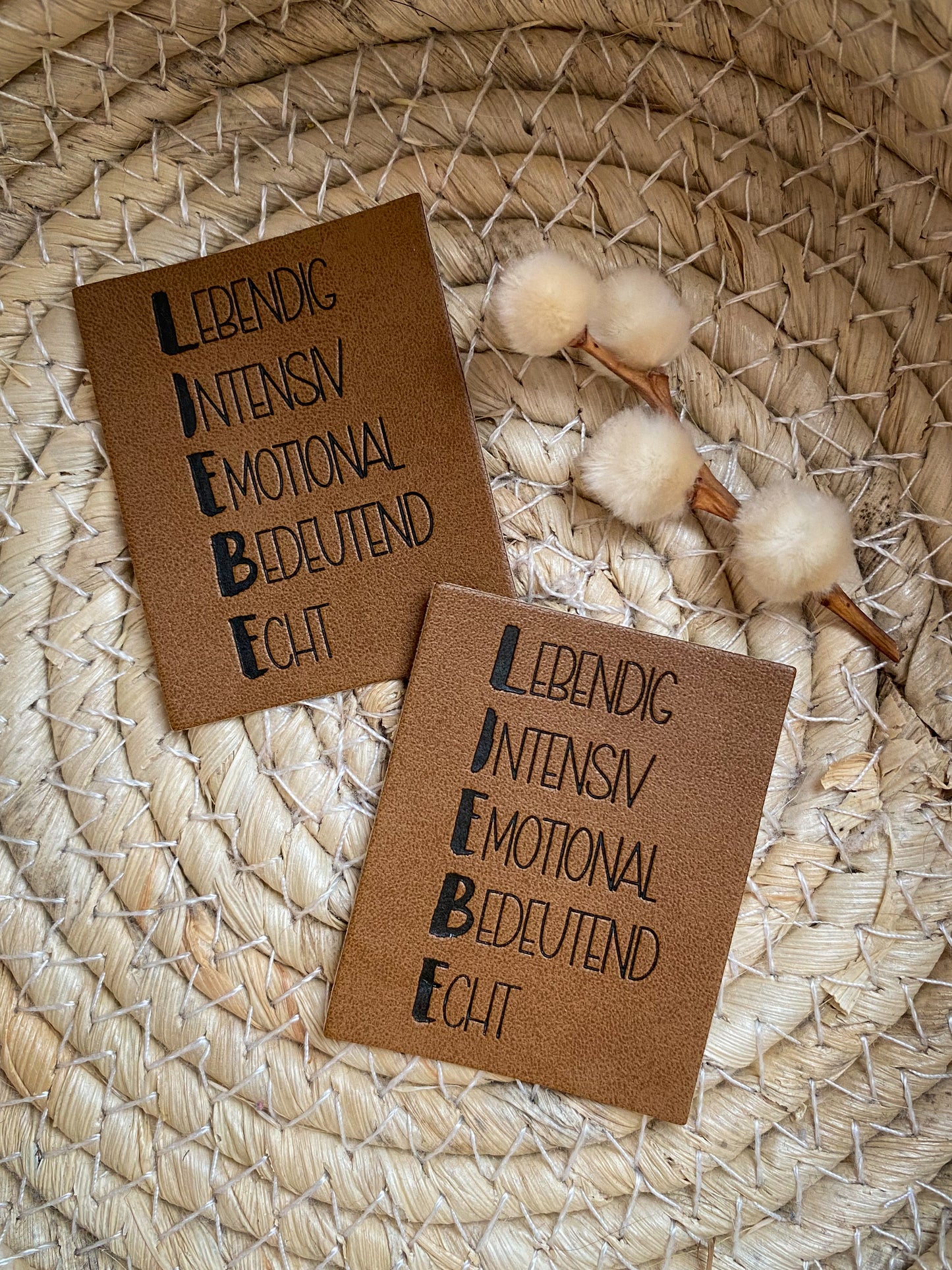 LIEBE - Lebendig - Intensiv - Emotional - Bedeutend - Echt - Kunstleder Label