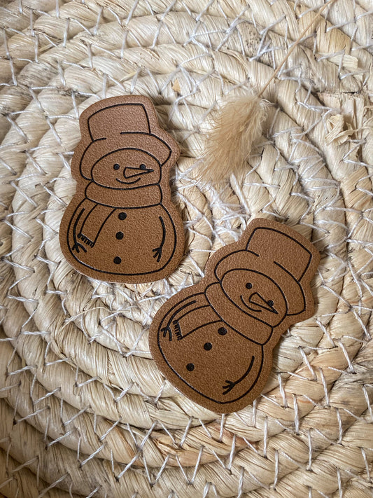 Schneemann - Kunstleder Label in Shape