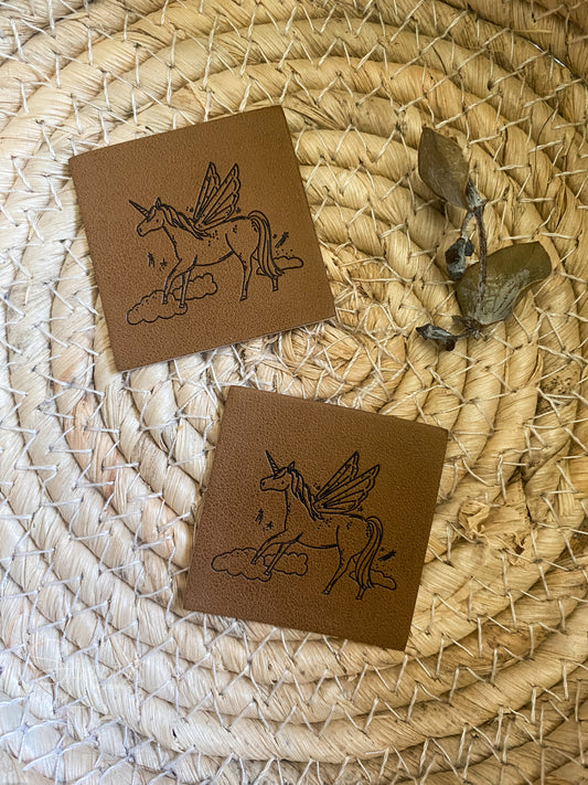 Einhorn (Pegasus) Love - Kunstleder Label