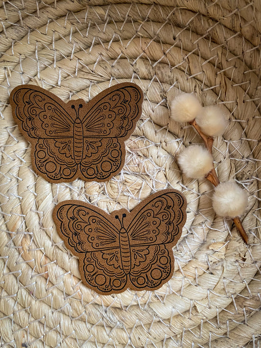 Schmetterling - Kunstleder Label in Form